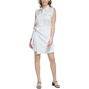 Sleeveless White Shirt Dress